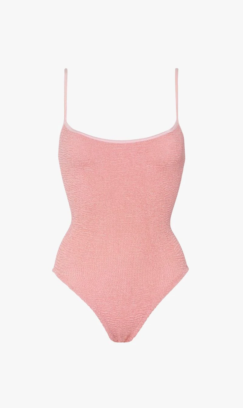 Hunza G | Pamela Swim - Metallic Dusty Pink 1 Hunza G | Pamela Swim - Metallic Dusty Pink