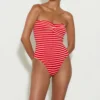 Brooke Stripe Swim - Red/White