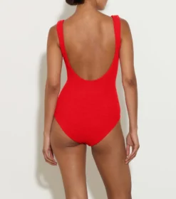 Coverage Square Neck Swim - Red -Hunza G COVERAGESQUARENECKSWIMCRINKLERED 02