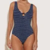 Coverage Celine Swim With Tonal Hoops - Navy/White