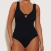 Coverage Celine Swim With Tonal Hoops - Black