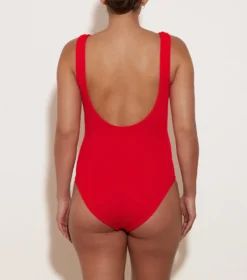 Coverage Square Neck Swim - Red -Hunza G CoverageSquareNeckCrinkleSwim Red 03 FL