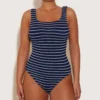 Coverage Square Neck Swim - Navy/White