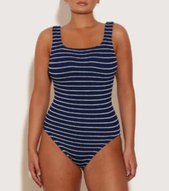 Coverage Square Neck Swim - Navy/White
