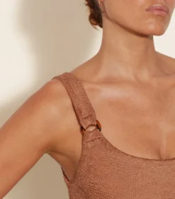 Domino Swim - Metallic Cocoa -Hunza G DOMINOSWIM MMETALLICCRINKLEMETALLICCOCOA D