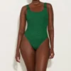 Domino Swim With Tonal Hoops - Metallic Forest Green