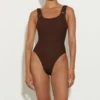 Domino Swim With Tonal Hoops - Metallic Chocolate