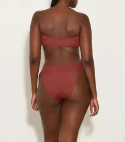 Gloria Bikini With TonalHoops - Metallic Rosewood -Hunza G GLORIAWITHFABRICCOVEREDHOOPSMETALLICROSEWOOD 02