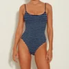 Pamela Stripe Swim - Navy/White