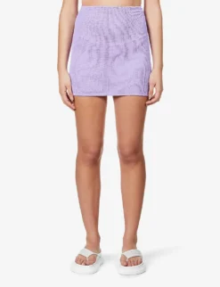 High-rise Seersucker Stretch-woven Mini Skirt 7 High-rise Seersucker Stretch-woven Mini Skirt -Hunza G R03756657 S LILAC ALT02