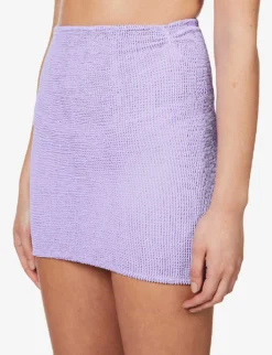 High-rise Seersucker Stretch-woven Mini Skirt 9 High-rise Seersucker Stretch-woven Mini Skirt -Hunza G R03756657 S LILAC ALT04
