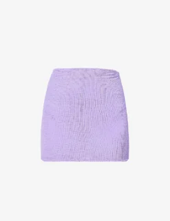High-rise Seersucker Stretch-woven Mini Skirt
