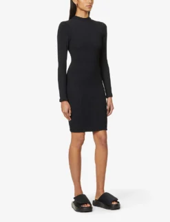 Clara High-neck Stretch-knit Mini Dress -Hunza G R03947856 BLACK ALT02