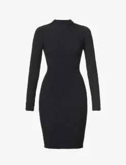 Clara High-neck Stretch-knit Mini Dress