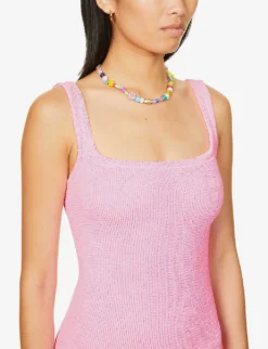 Plissé Scoop-neck Stretch-woven Mini Dress -Hunza G R03947869 BUBBLEGUM ALT04