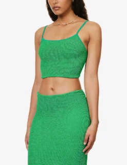 Brandy Seersucker Stretch-woven Top -Hunza G R04130304 EMERALD ALT02