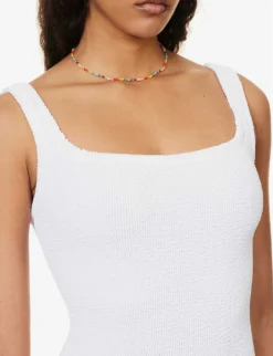 Scoop-neck Sleeveless Stretch-woven Mini Dress 9 Scoop-neck Sleeveless Stretch-woven Mini Dress -Hunza G R04161080 WHITE ALT04