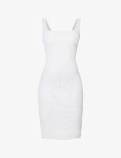 Scoop-neck Sleeveless Stretch-woven Mini Dress