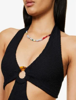 Ursula Plunge-neck Cut-out Swimsuit -Hunza G R04188636 BLACK ALT03