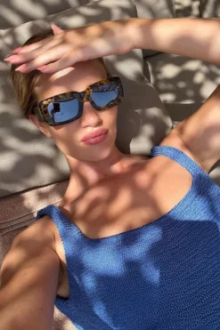 Square Neck Swim Metallic Denim