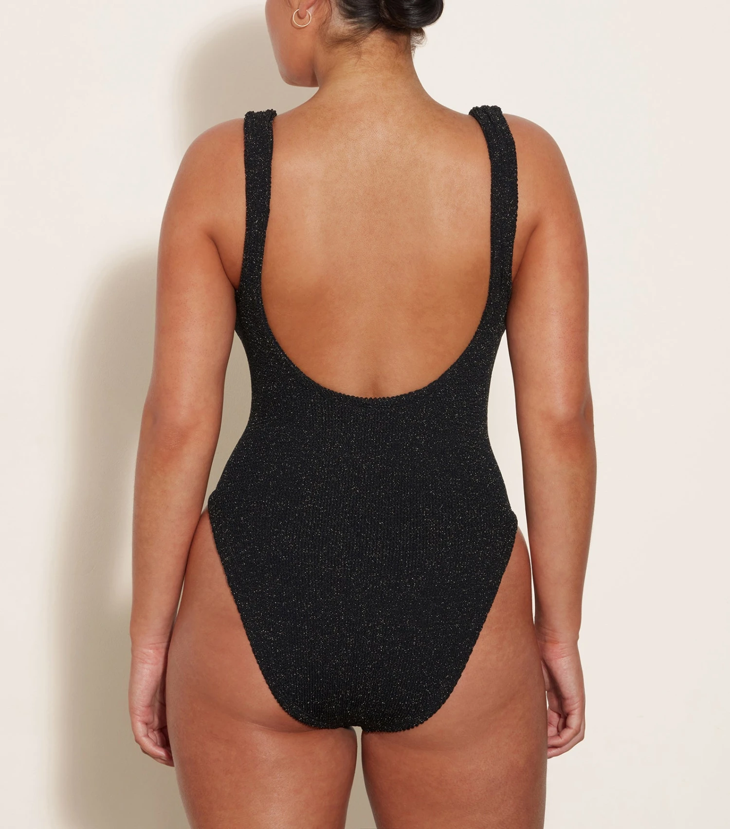 Square Neck Lurex Swim - Black/Gold 2 Square Neck Lurex Swim - Black/Gold - Image 2