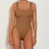 Square Neck Swim - Metallic Cocoa