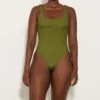 Square Neck Swim - Metallic Moss