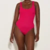 Square Neck Swim - Metallic Raspberry