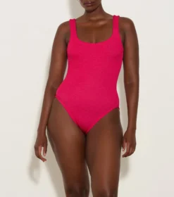 Square Neck Swim - Metallic Raspberry