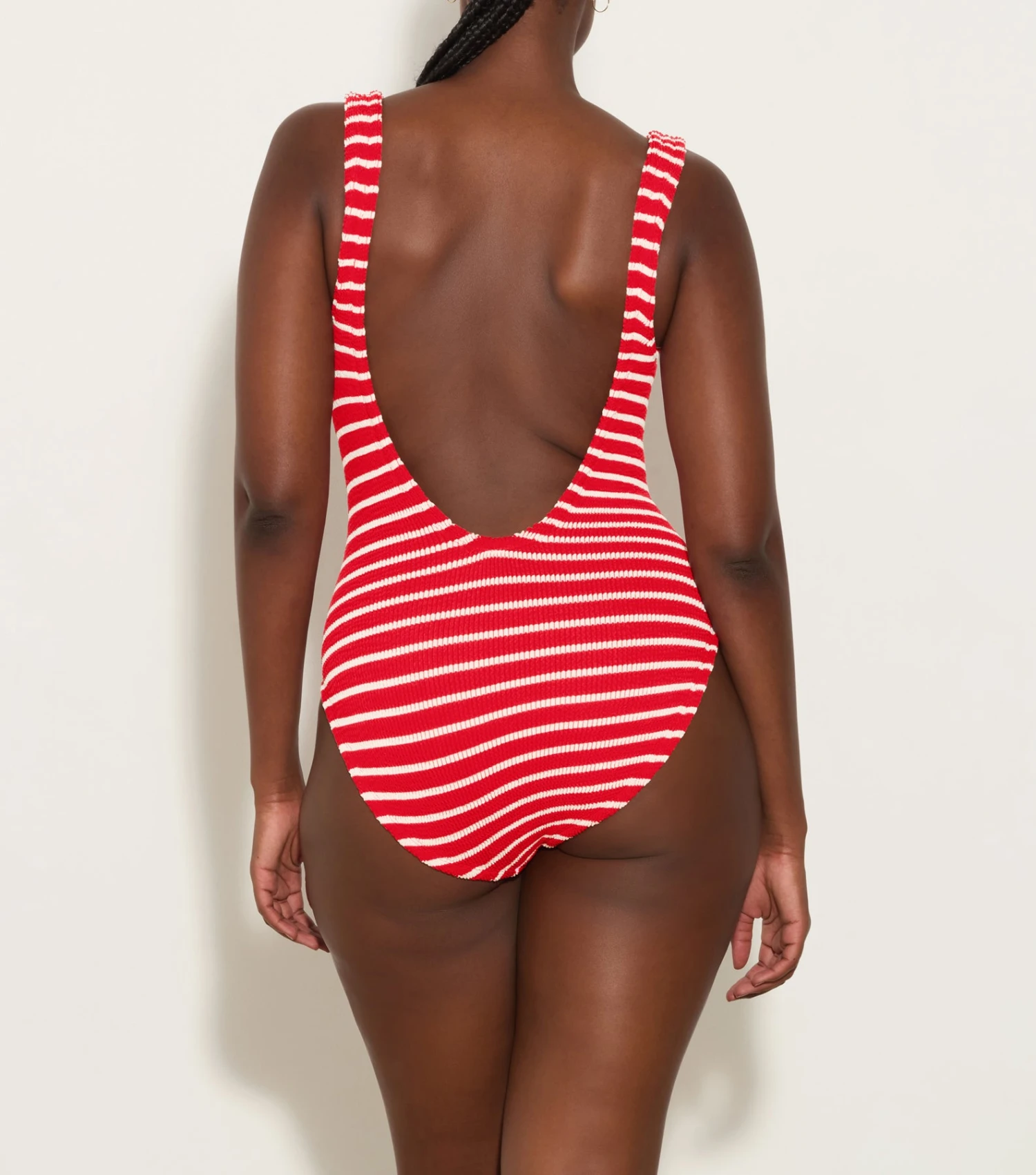 Square Neck Stripe Swim - Red/White 2 Square Neck Stripe Swim - Red/White - Image 2