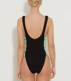 Tiffany Swim - Black/Lime -Hunza G Tiffany Swim Crinkle Black Lime BC